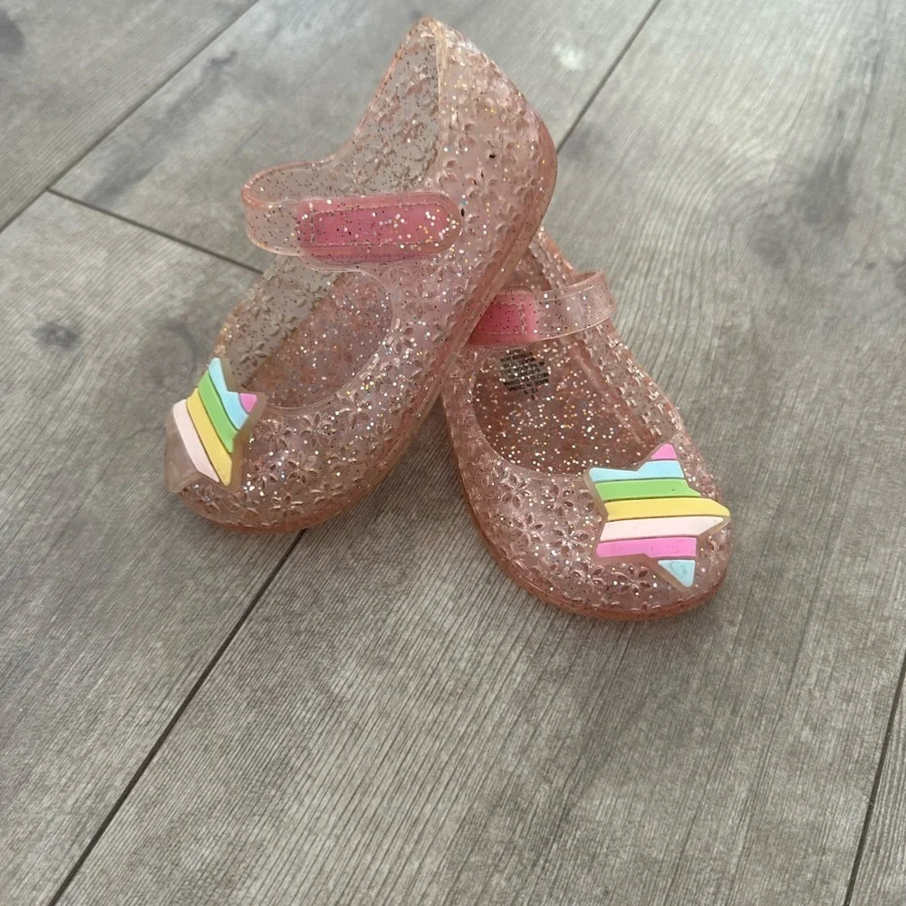 Old Navy Glitter Star Pink Jelly Sandals Shoes Toddler Girl Size 5
